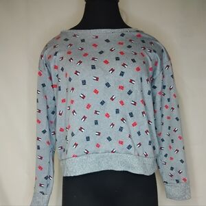Tommy Hilfiger Gray Sweatshirt with Red and Blue Accents
